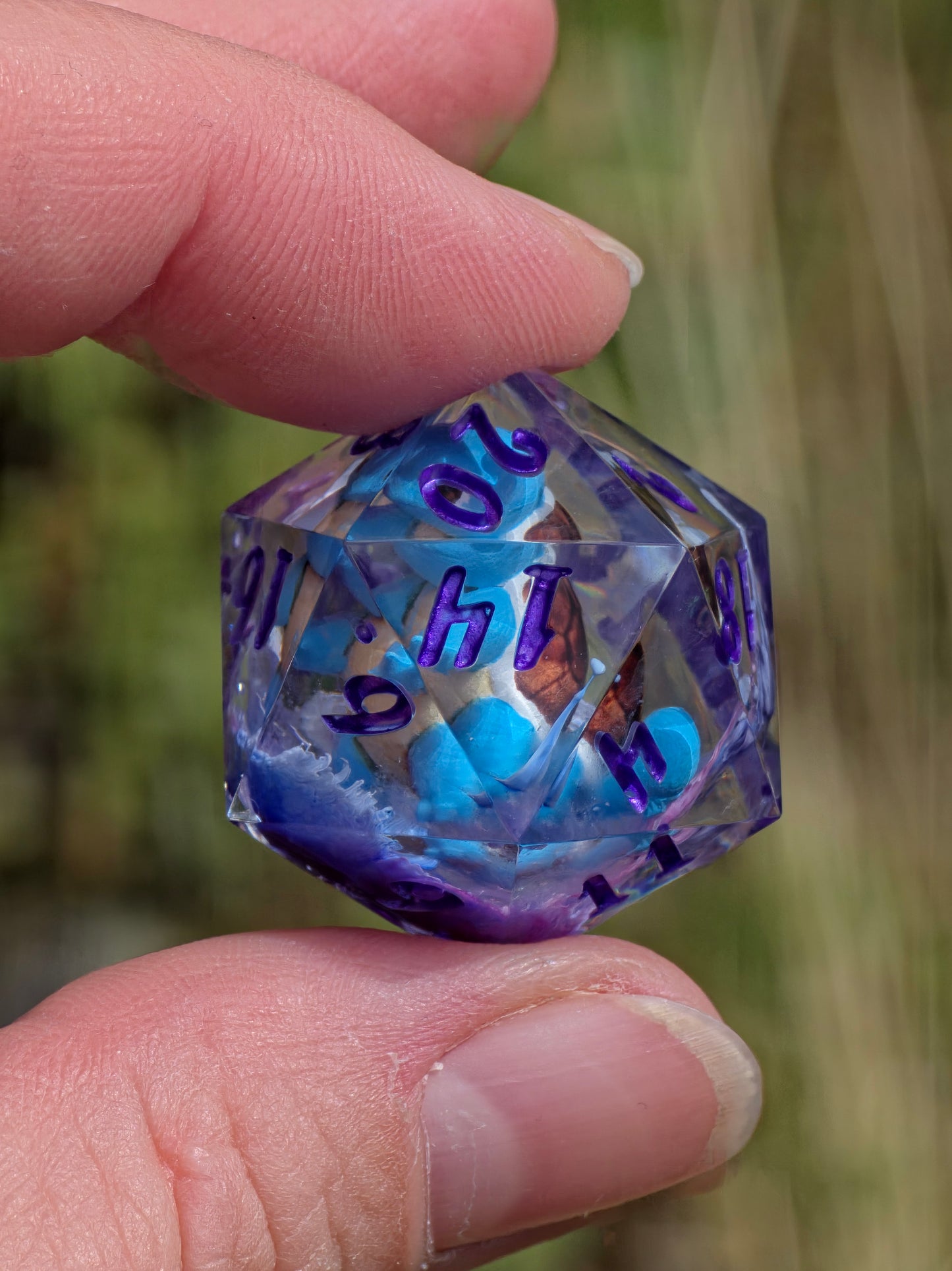 🌟 Shiggy – Ocean Bloom Petri Effekt D20 – Handgefertigter Pokémon-inspirierter Resin Würfel | Standardgröße | TTRPG Sammlerstück