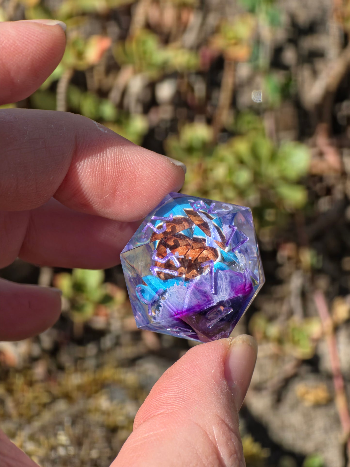 Shiggy – Mystic Tidal Bloom Würfelset – Handgefertigtes Pokémon inspiriertes Resin Dice Set | Petri-Effekt & Metallic Lila Zahlen Squirtle