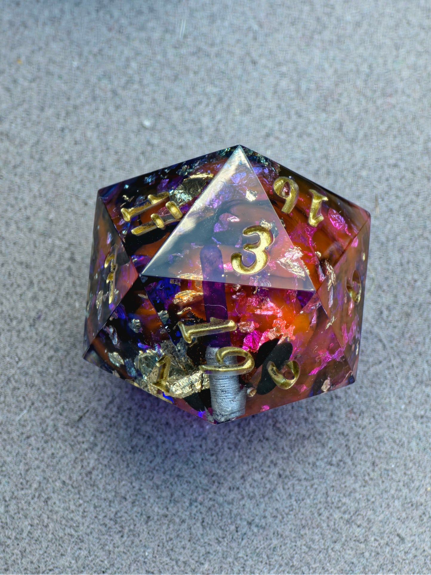 Sci Fi Sword D20 Dice – Resin Dice with Energy Blade Insert, Galaxy Fantasy DnD Dice, Handmade Sharp Edge TTRPG Dice