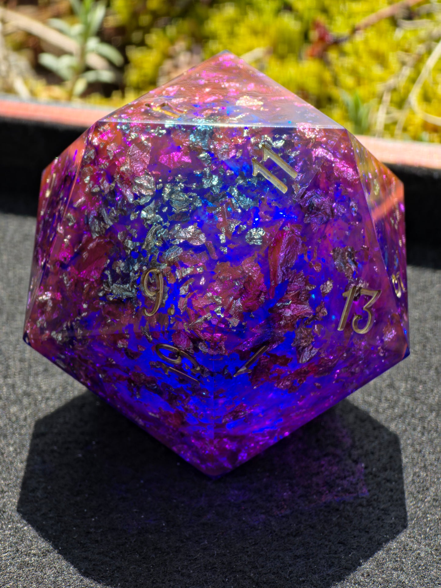 Polyhedral Jumbo D20 Liquid Core Dice 65mm – Handmade Galaxy Dice XXL Resin Dice with Liquid Core Liquid
