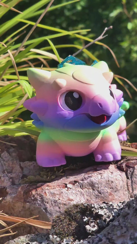 Buba Cotton Candy Dreams Dice Holder – Süßer Ankylosaurus Würfelhalter für 7 Dice | 3D-gedruckter DnD Dice Organizer mit Gem D4 Slot