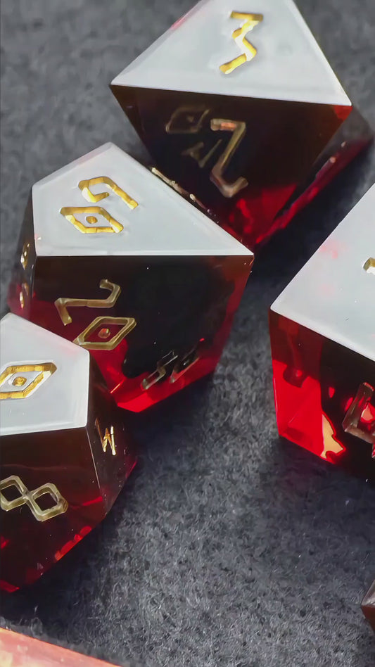 Greek Mythology Dice Set – Hades Inspired Cerberus Resin Dice, Liquid Core Ambrosia Potion D12, Handmade Fantasy DnD Dice for Collectors