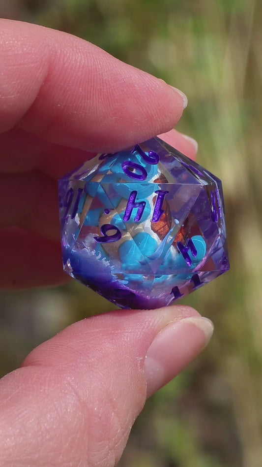 🌟 Shiggy – Ocean Bloom Petri Effekt D20 – Handgefertigter Pokémon-inspirierter Resin Würfel | Standardgröße | TTRPG Sammlerstück