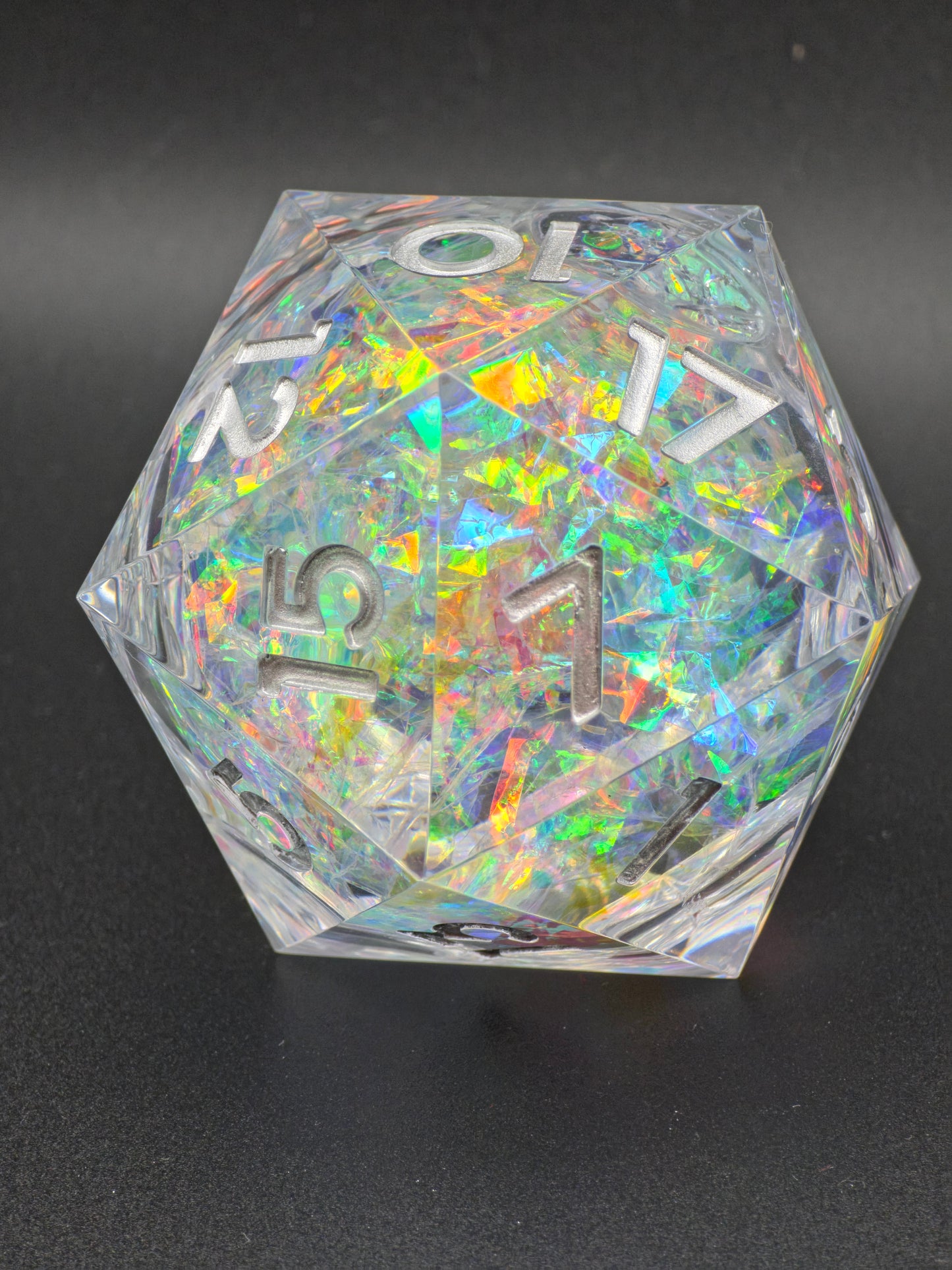 Legendärer Polyedrischer D20 55mm – Liquid Core Opal Artefakt Würfel | Handgemachter XL Resinwürfel | DnD Dice Pen and Paper TTRPG Fantasy Würfel