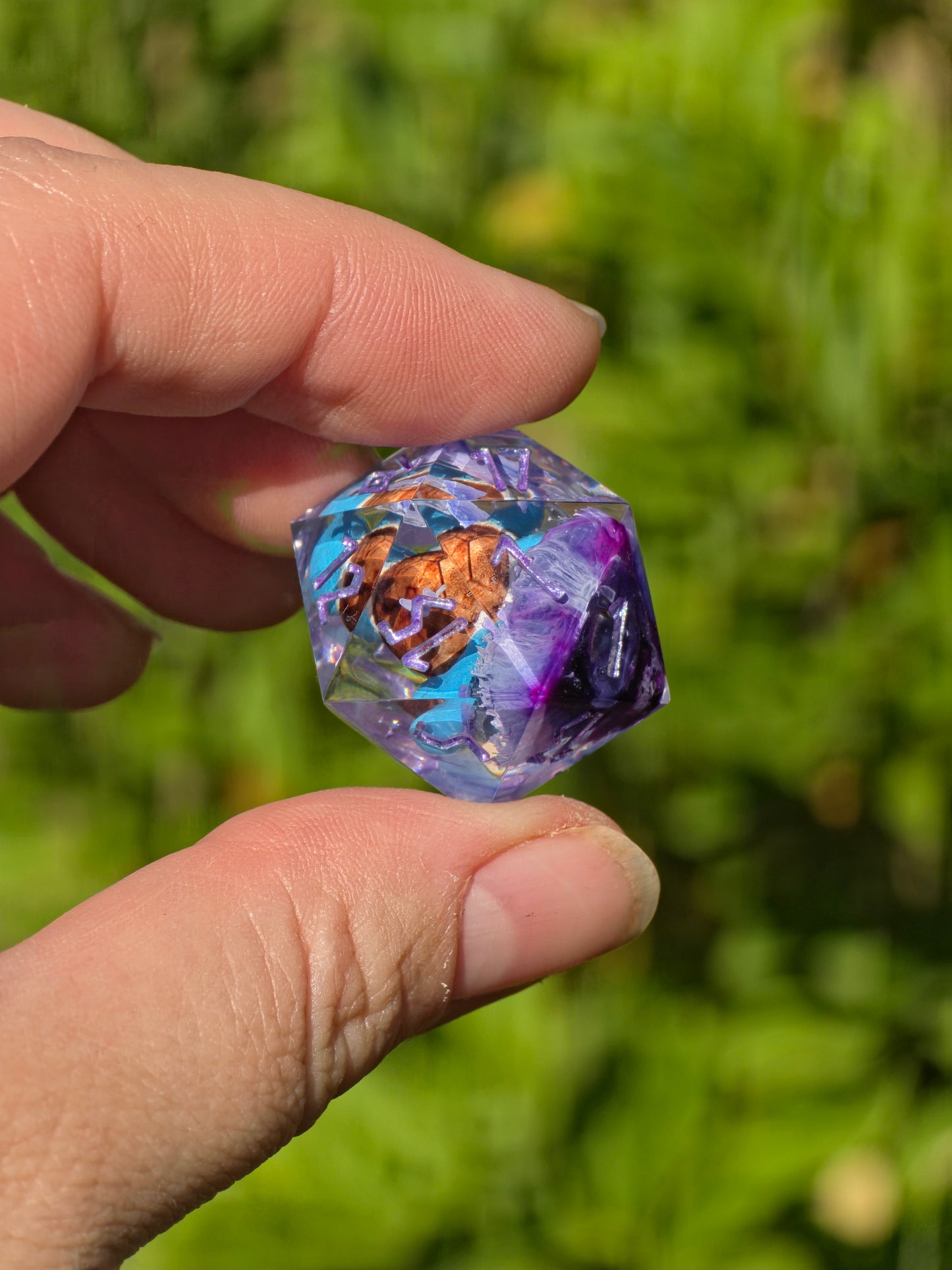 Shiggy – Mystic Tidal Bloom Würfelset – Handgefertigtes Pokémon inspiriertes Resin Dice Set | Petri-Effekt & Metallic Lila Zahlen Squirtle