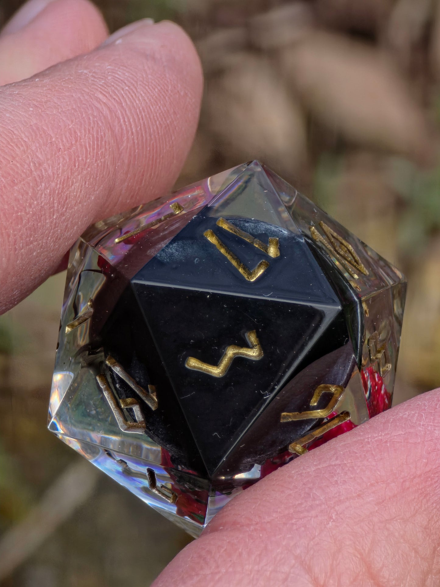 Greek Mythology Dice Set – Hades Inspired Cerberus Resin Dice, Liquid Core Ambrosia Potion D12, Handmade Fantasy DnD Dice for Collectors