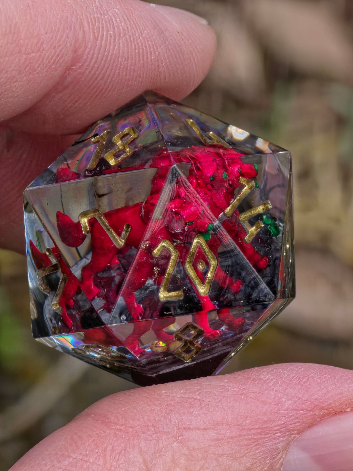 Greek Mythology Dice Set – Hades Inspired Cerberus Resin Dice, Liquid Core Ambrosia Potion D12, Handmade Fantasy DnD Dice for Collectors