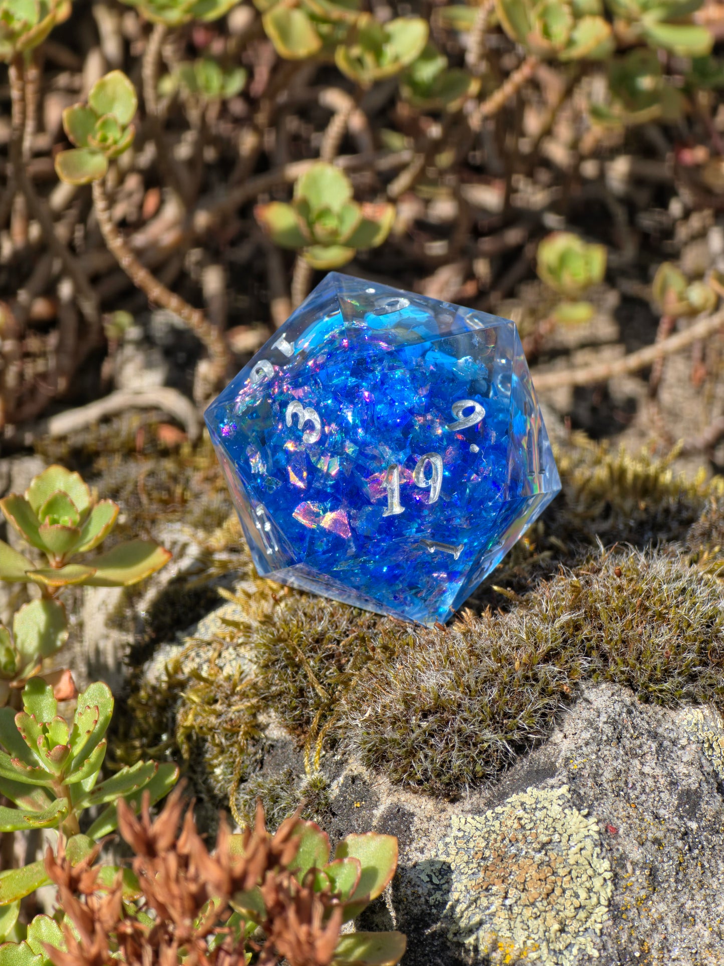 Shiggy – Midnight Ocean D20 40 mm – Pokémon-inspirierter Resin Würfel in Deep Ocean Blue XL DnD Sammlerwürfel