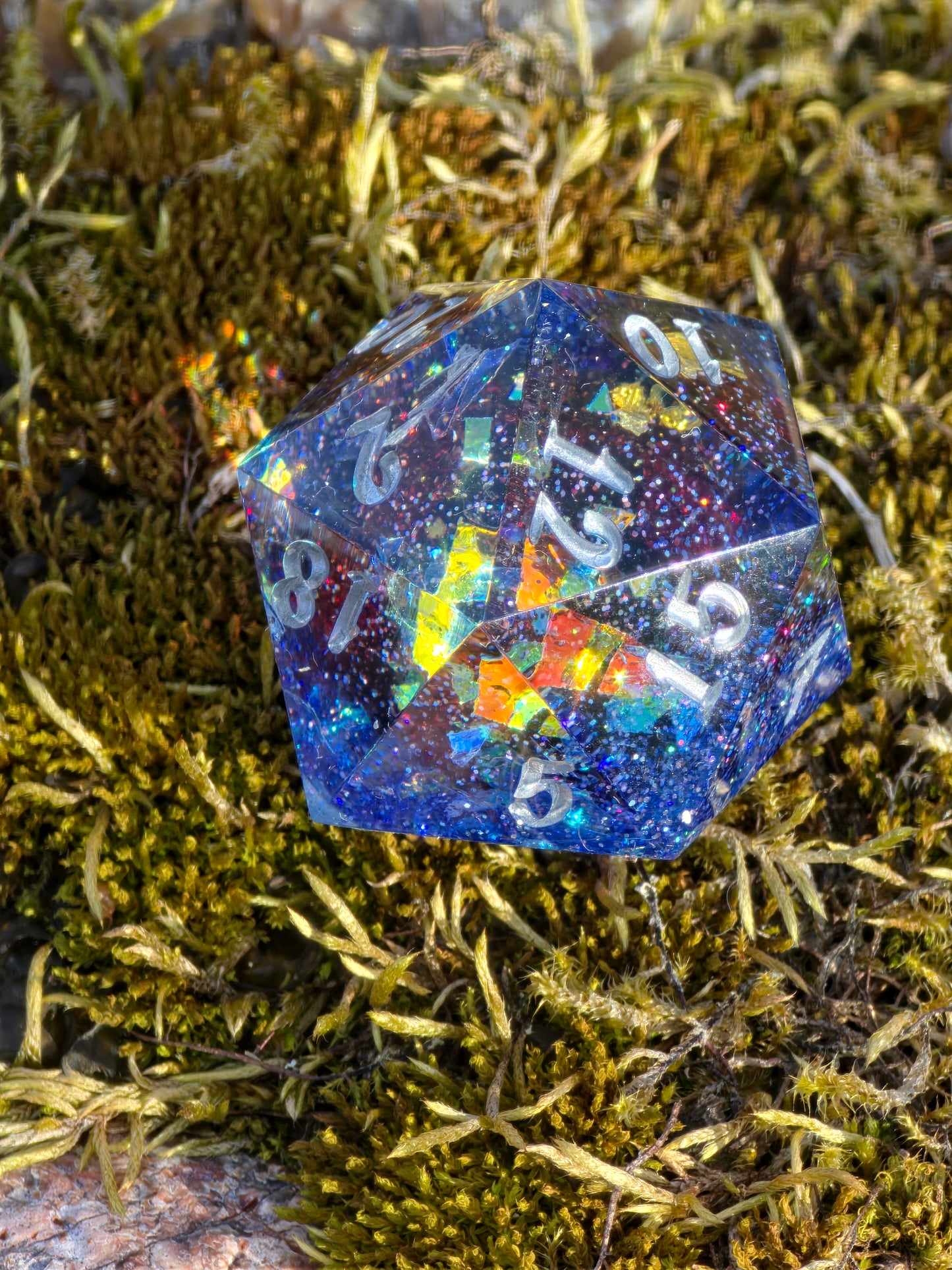Planet Core D20 35mm – Large Resin Dice with Galaxy Effect & Planet Core, Sharp Edge DnD Dice, Handmade TTRPG Dice, Collector Dice