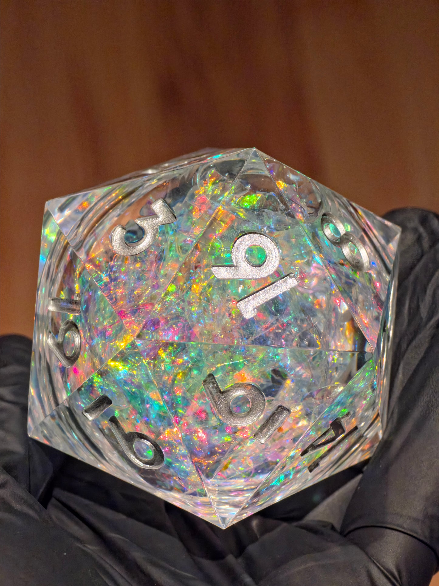 Legendärer Polyedrischer D20 55mm – Liquid Core Opal Artefakt Würfel | Handgemachter XL Resinwürfel | DnD Dice Pen and Paper TTRPG Fantasy Würfel