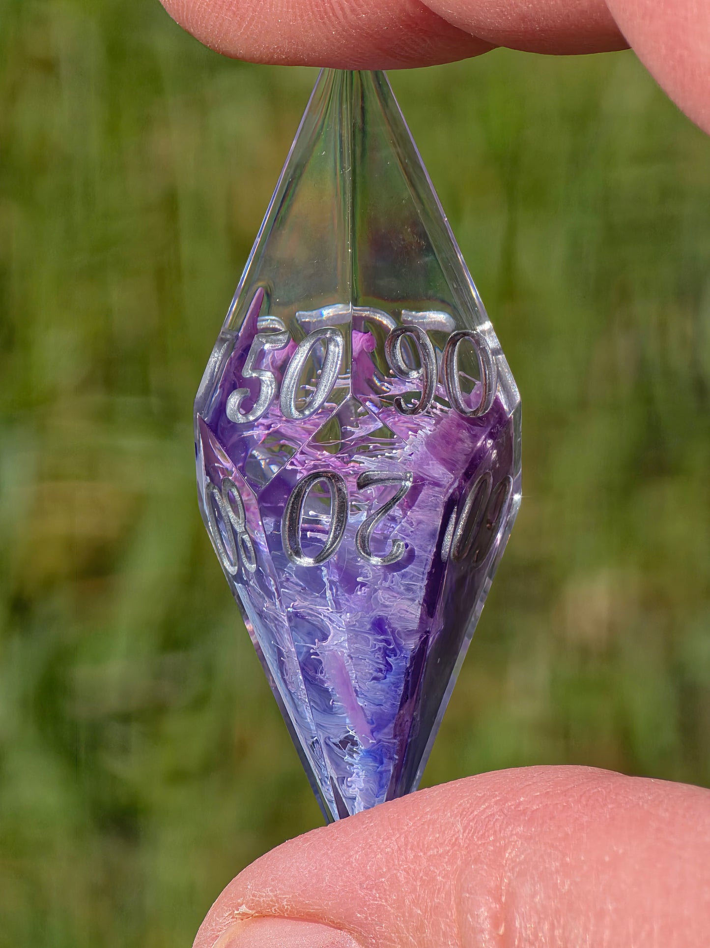 Aether Bloom Elongated Petri Dice Set – Handmade Resin Dice, Purple Blue Petri Effect, Unique Long Dice, DnD Dice, Collector Dice