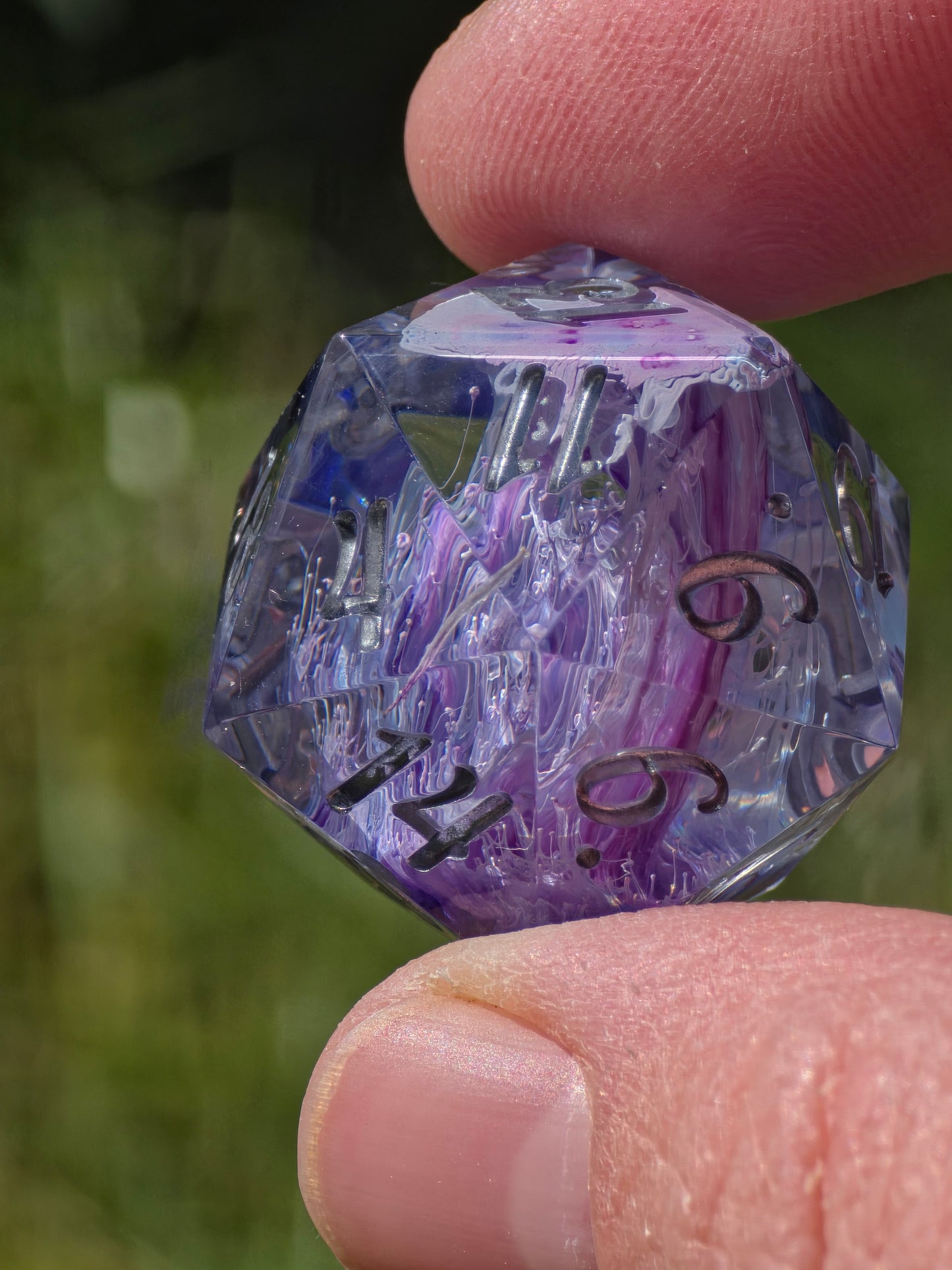 Aether Bloom Elongated Petri Dice Set – Handmade Resin Dice, Purple Blue Petri Effect, Unique Long Dice, DnD Dice, Collector Dice