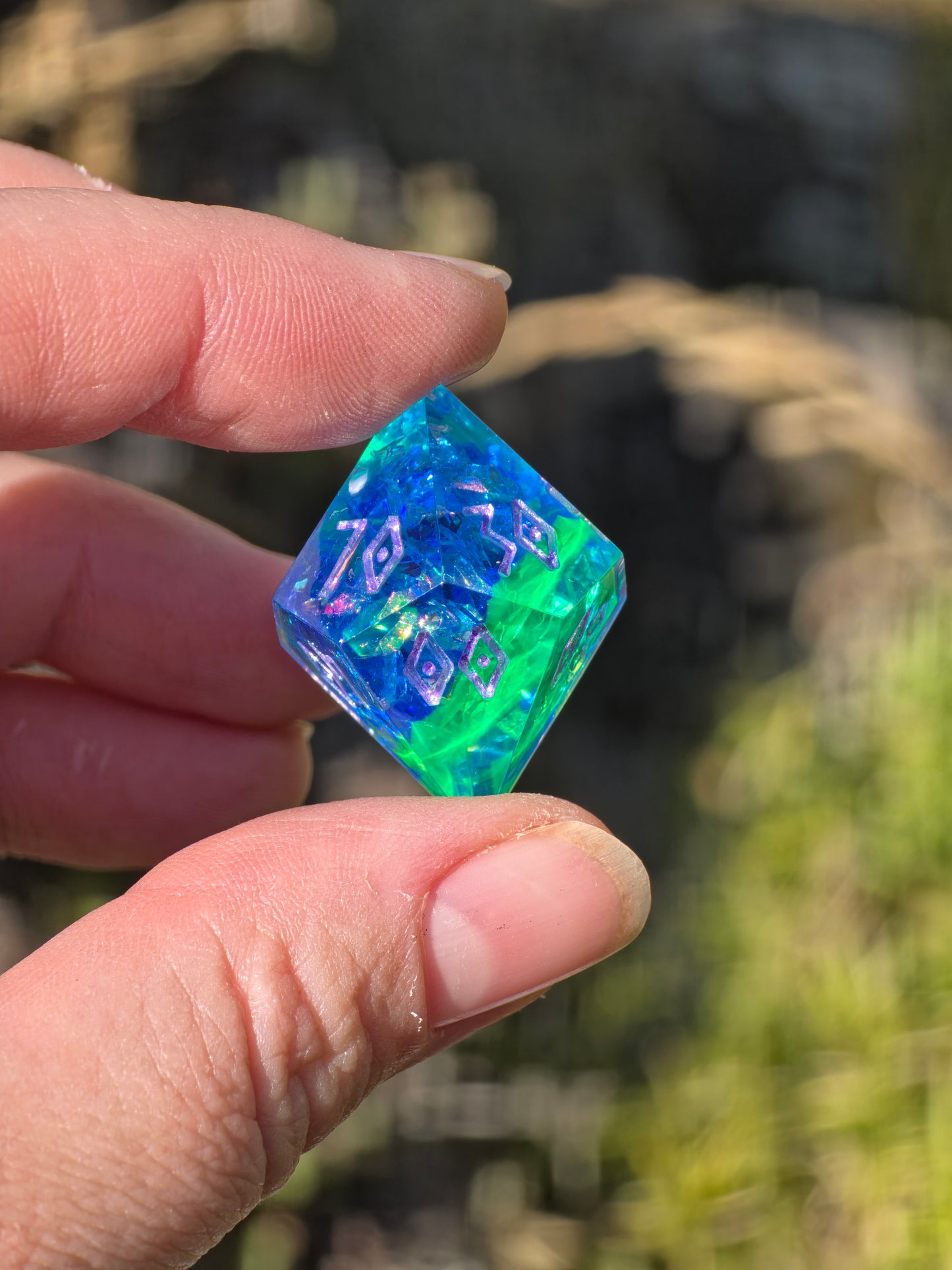 Shiggy – Mystic Tidal Bloom Würfelset – Handgefertigtes Pokémon inspiriertes Resin Dice Set | Petri-Effekt & Metallic Lila Zahlen Squirtle