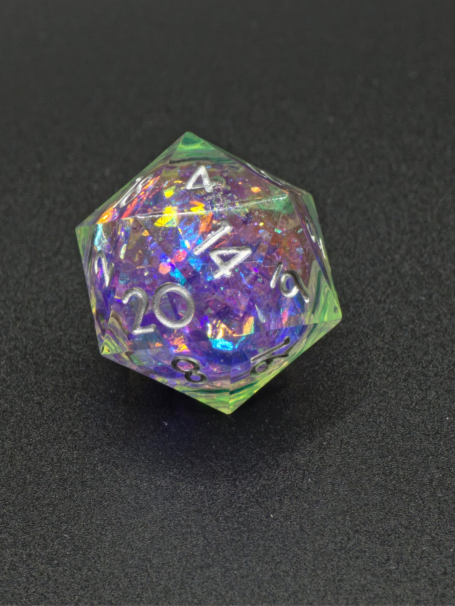 Einzeln D20 Liquid Core Acid Zitrone – Handgemachter Resin Würfel für DnD, Pen and Paper & TTRPG