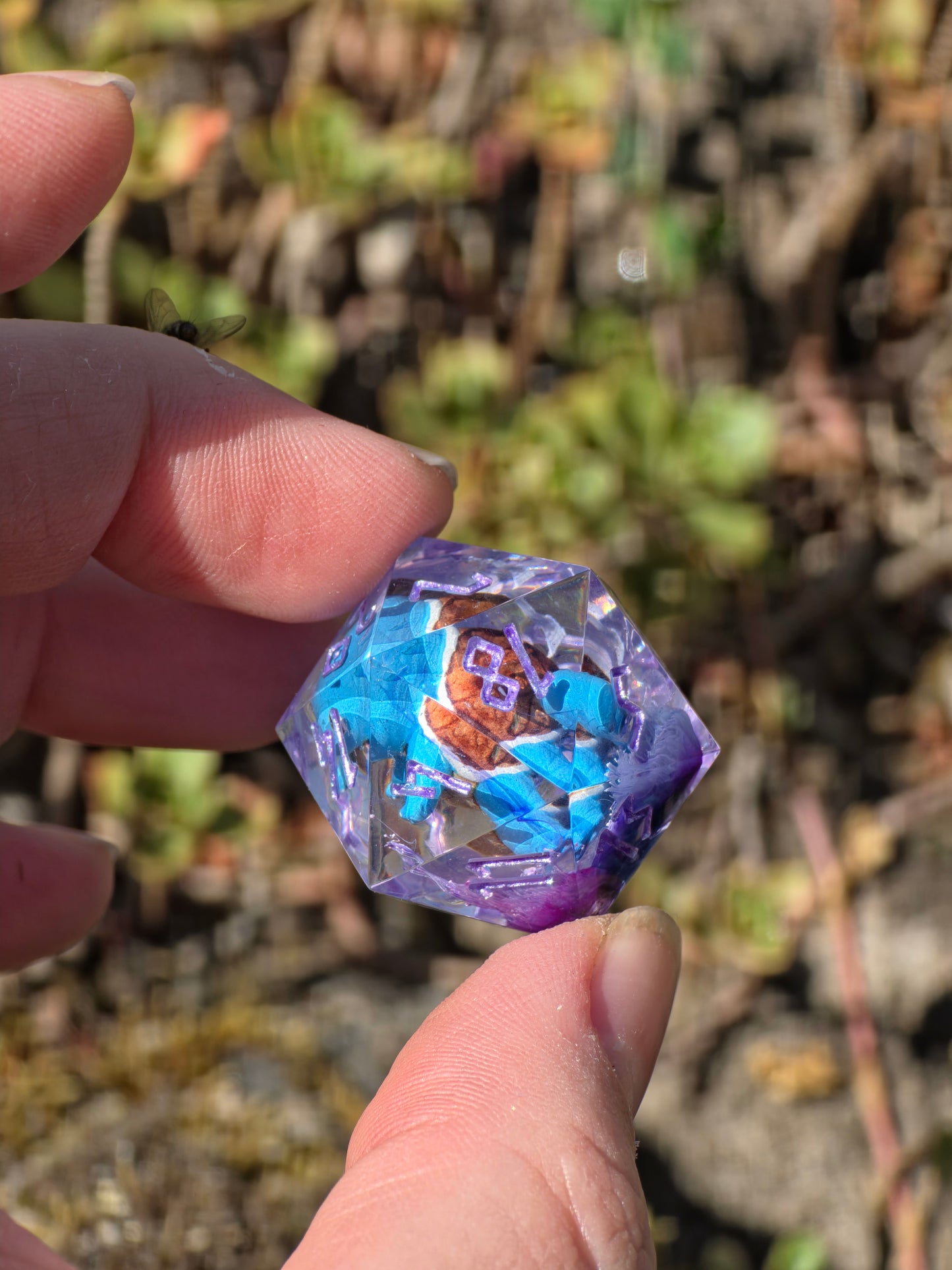 Shiggy – Mystic Tidal Bloom Würfelset – Handgefertigtes Pokémon inspiriertes Resin Dice Set | Petri-Effekt & Metallic Lila Zahlen Squirtle