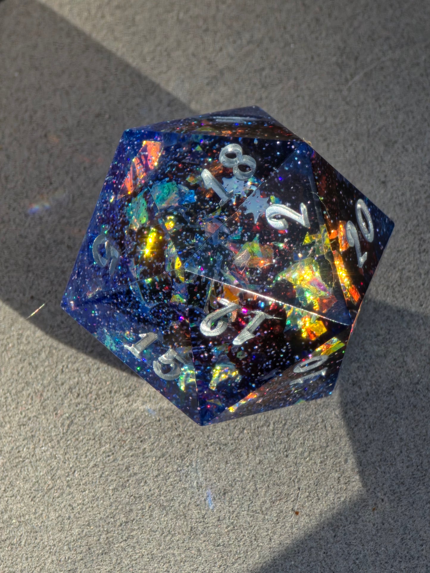Planet Core D20 40mm – Large Resin Die with Red Planet & Galaxy Effect, Sharp Edge DnD Dice, Handmade TTRPG Dice, Collector Dice