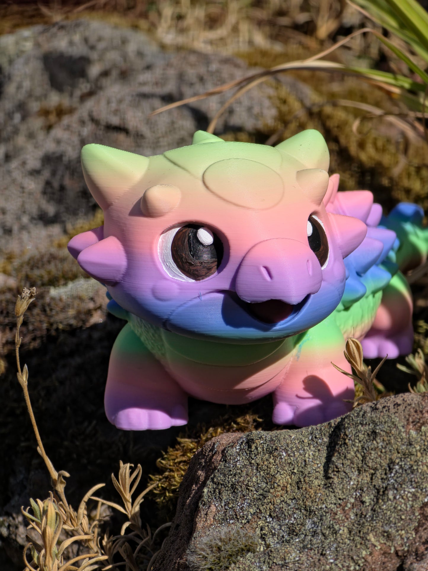 Buba Cotton Candy Dreams Dice Holder – Süßer Ankylosaurus Würfelhalter für 7 Dice | 3D-gedruckter DnD Dice Organizer mit Gem D4 Slot