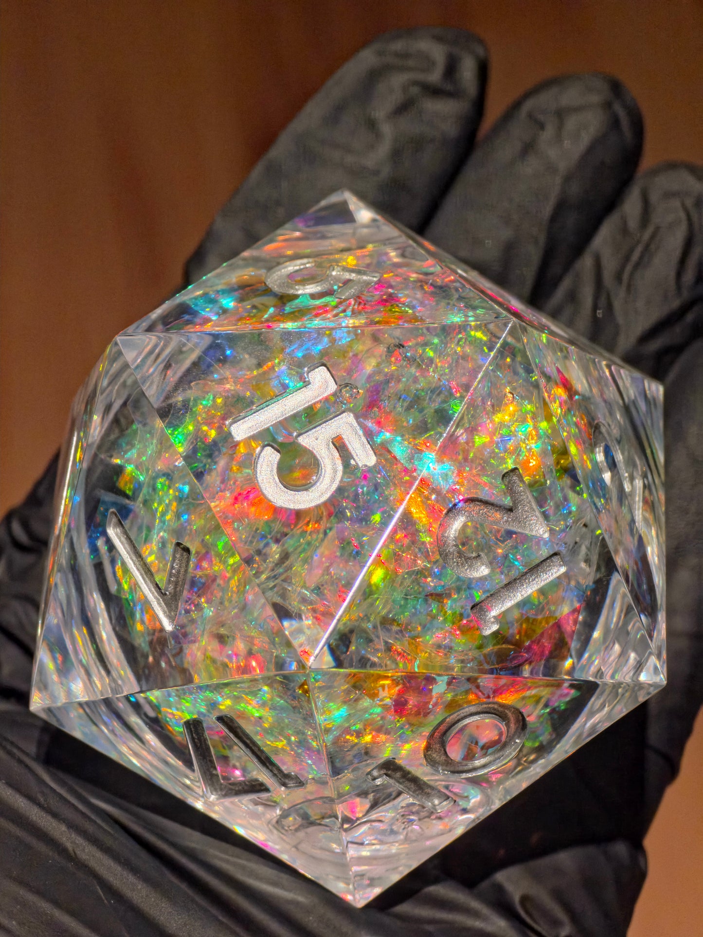 Legendärer Polyedrischer D20 55mm – Liquid Core Opal Artefakt Würfel | Handgemachter XL Resinwürfel | DnD Dice Pen and Paper TTRPG Fantasy Würfel