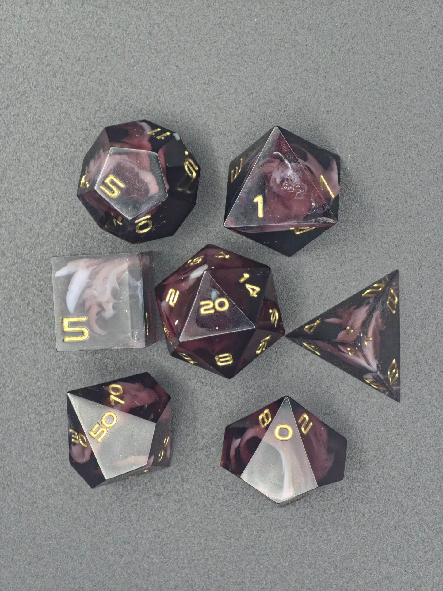 Würfelset „Velvet Espresso“ – Handgemachtes Resin Dice Set mit Coffee & Cream Cloud-Effekt | DnD TTRPG Würfel