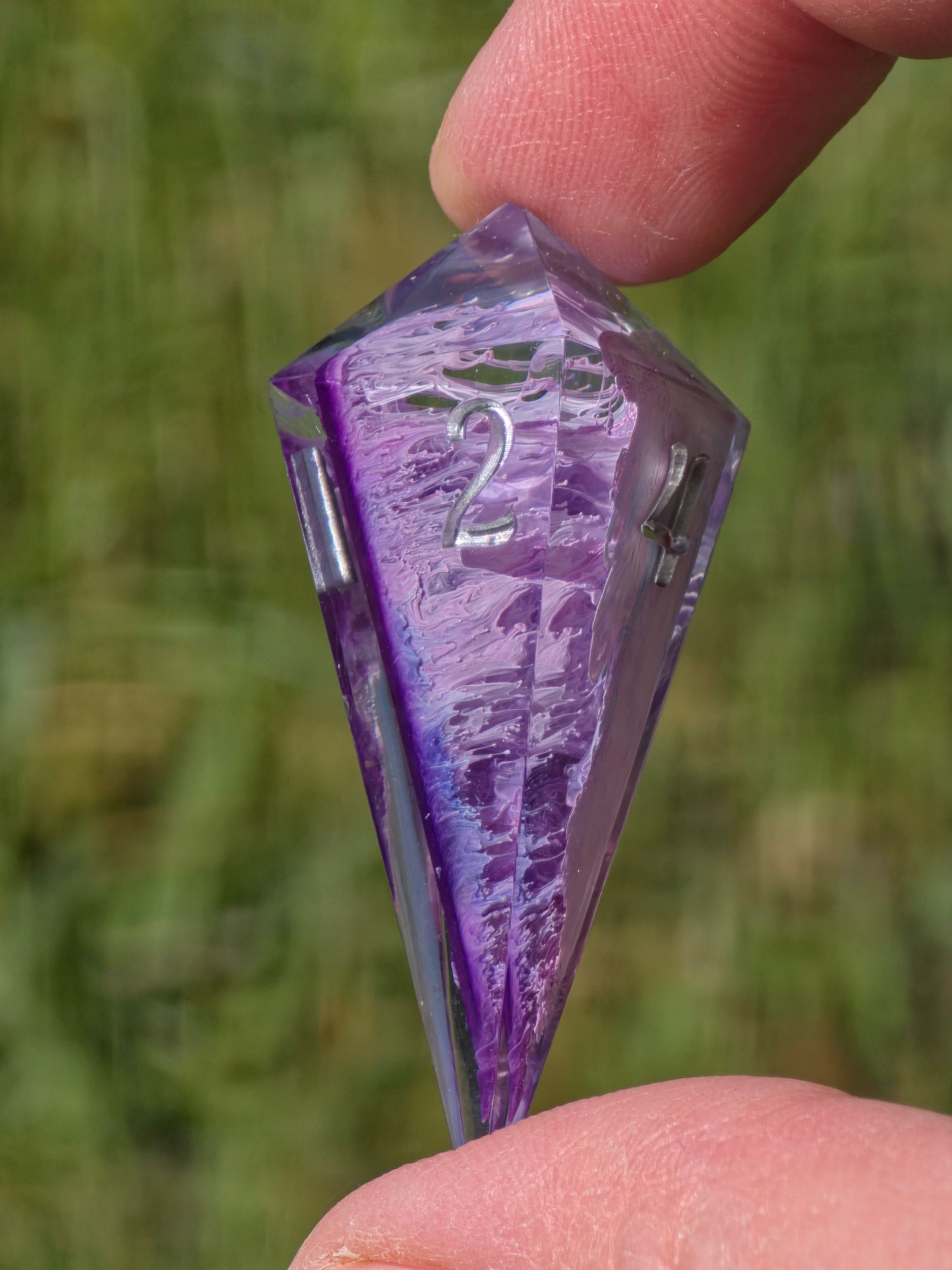 Aether Bloom Elongated Petri Dice Set – Handmade Resin Dice, Purple Blue Petri Effect, Unique Long Dice, DnD Dice, Collector Dice
