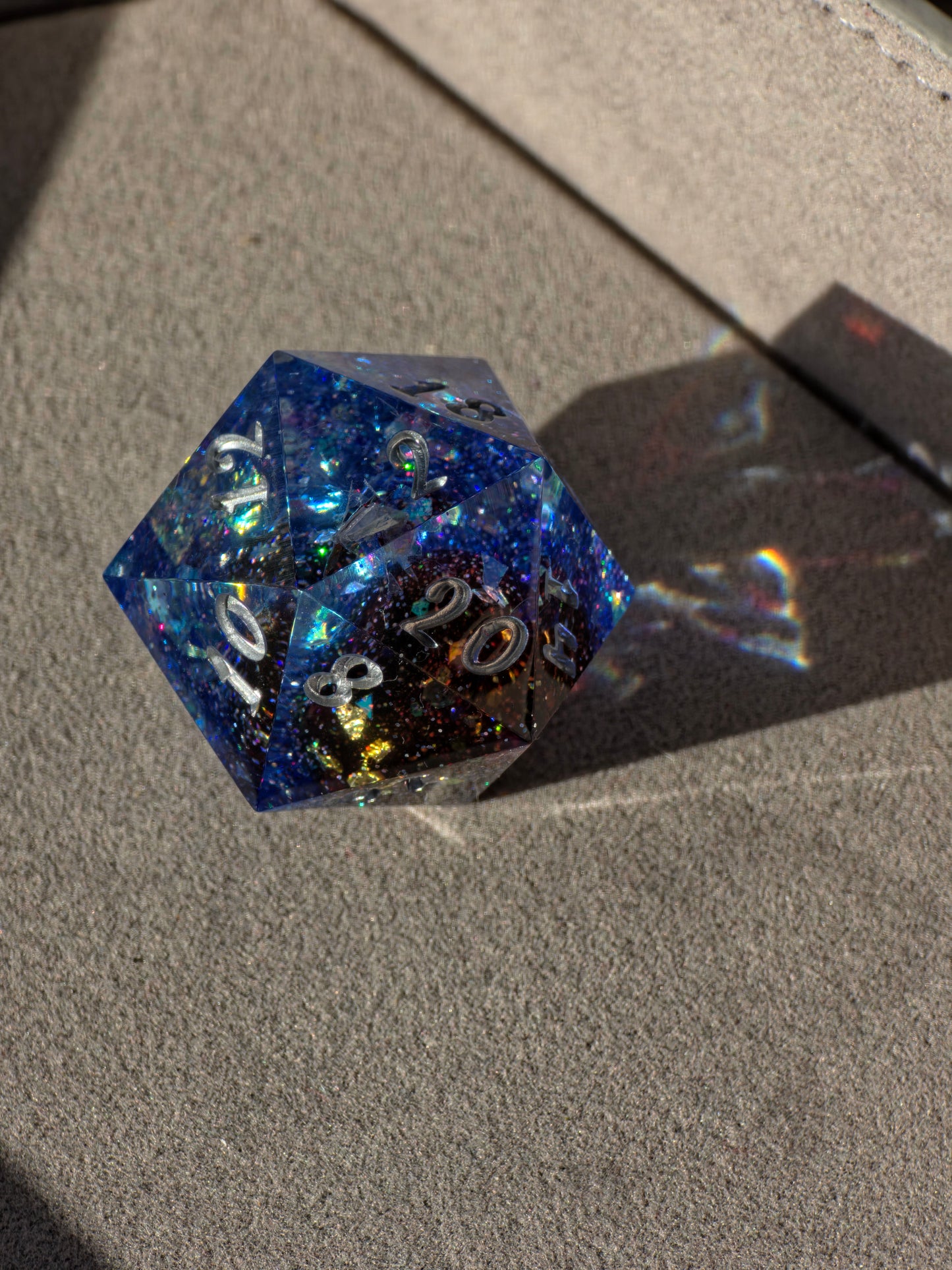 Planet Core D20 35mm – Large Resin Dice with Galaxy Effect & Planet Core, Sharp Edge DnD Dice, Handmade TTRPG Dice, Collector Dice