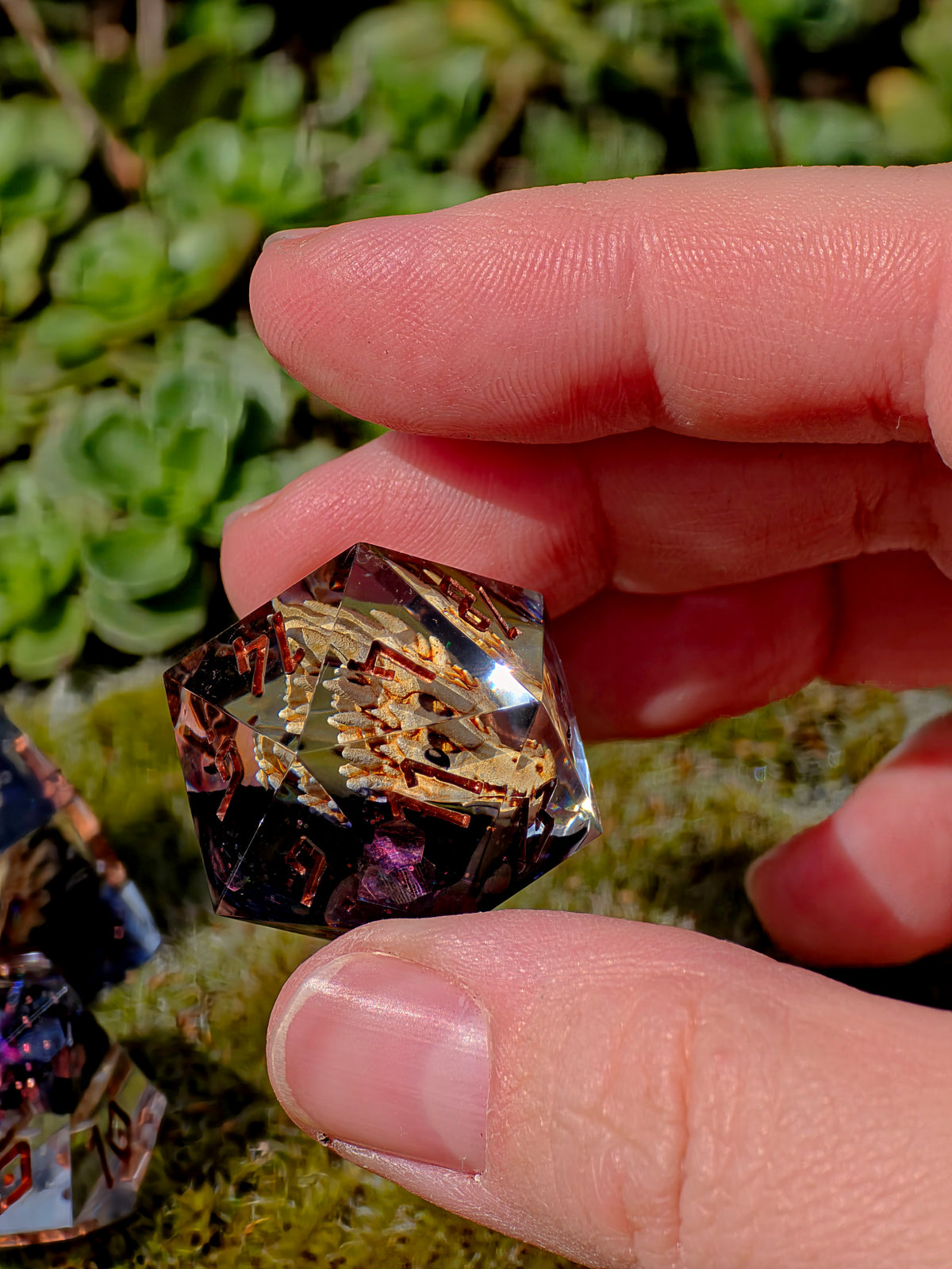 Dragon's Legacy – Ancient Skulls Drachen Schädel Würfelset – 7-teiliges DnD Resin Dice Set | Dragon Skull Dice mit Kupfer Zahlen | Handmade Fantasy Würfel