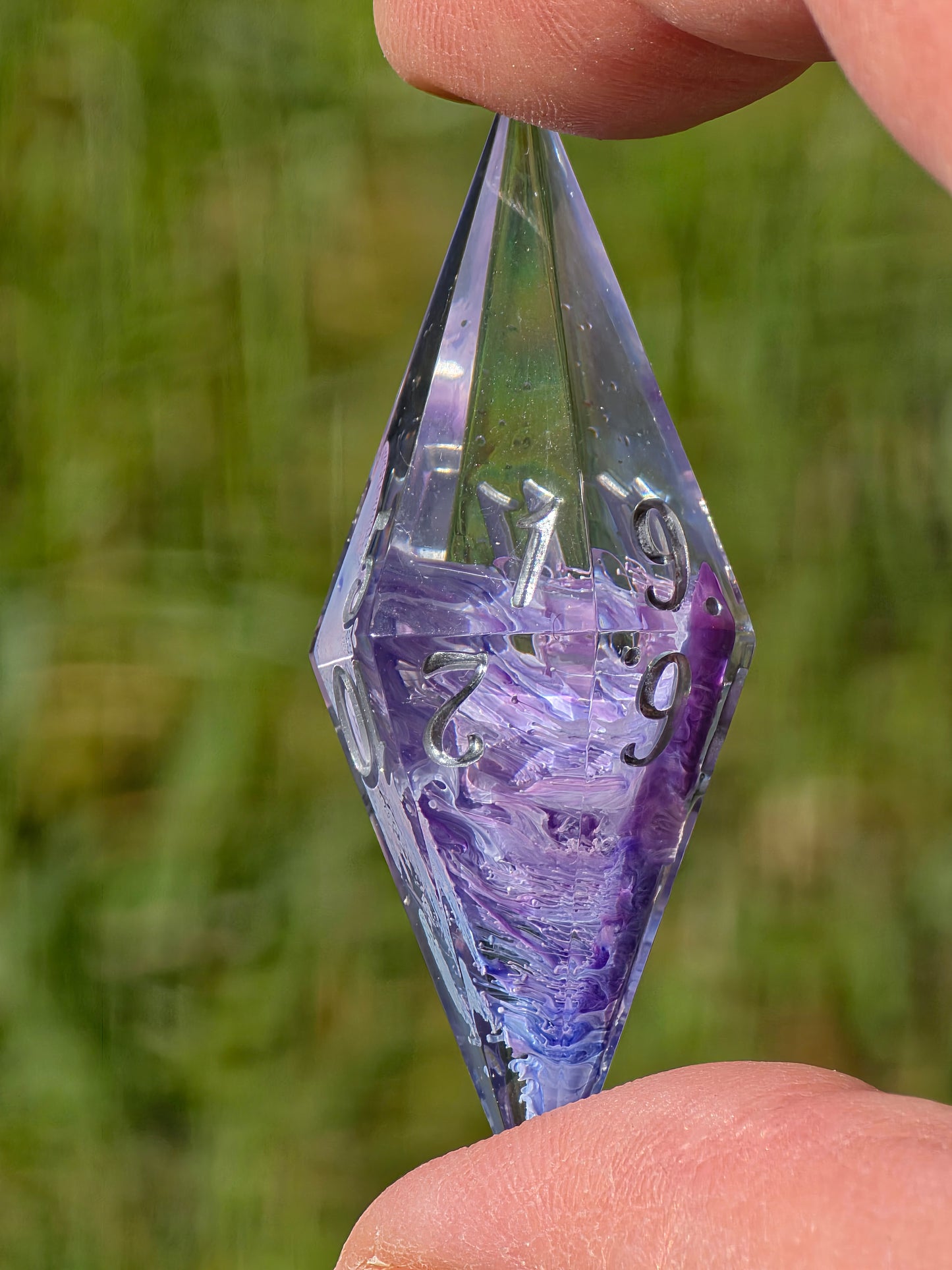 Aether Bloom Elongated Petri Dice Set – Handmade Resin Dice, Purple Blue Petri Effect, Unique Long Dice, DnD Dice, Collector Dice