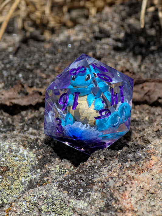 🌟 Shiggy – Ocean Bloom Petri Effekt D20 – Handgefertigter Pokémon-inspirierter Resin Würfel | Standardgröße | TTRPG Sammlerstück