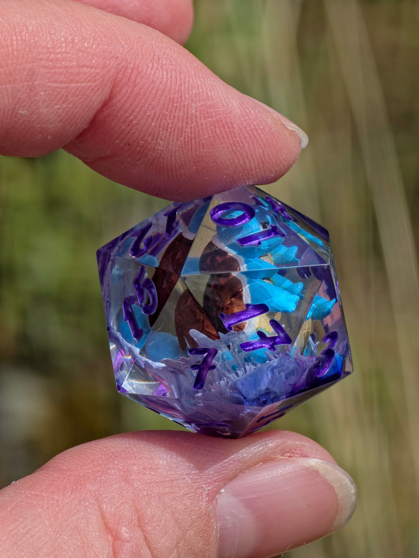 🌟 Shiggy – Ocean Bloom Petri Effekt D20 – Handgefertigter Pokémon-inspirierter Resin Würfel | Standardgröße | TTRPG Sammlerstück