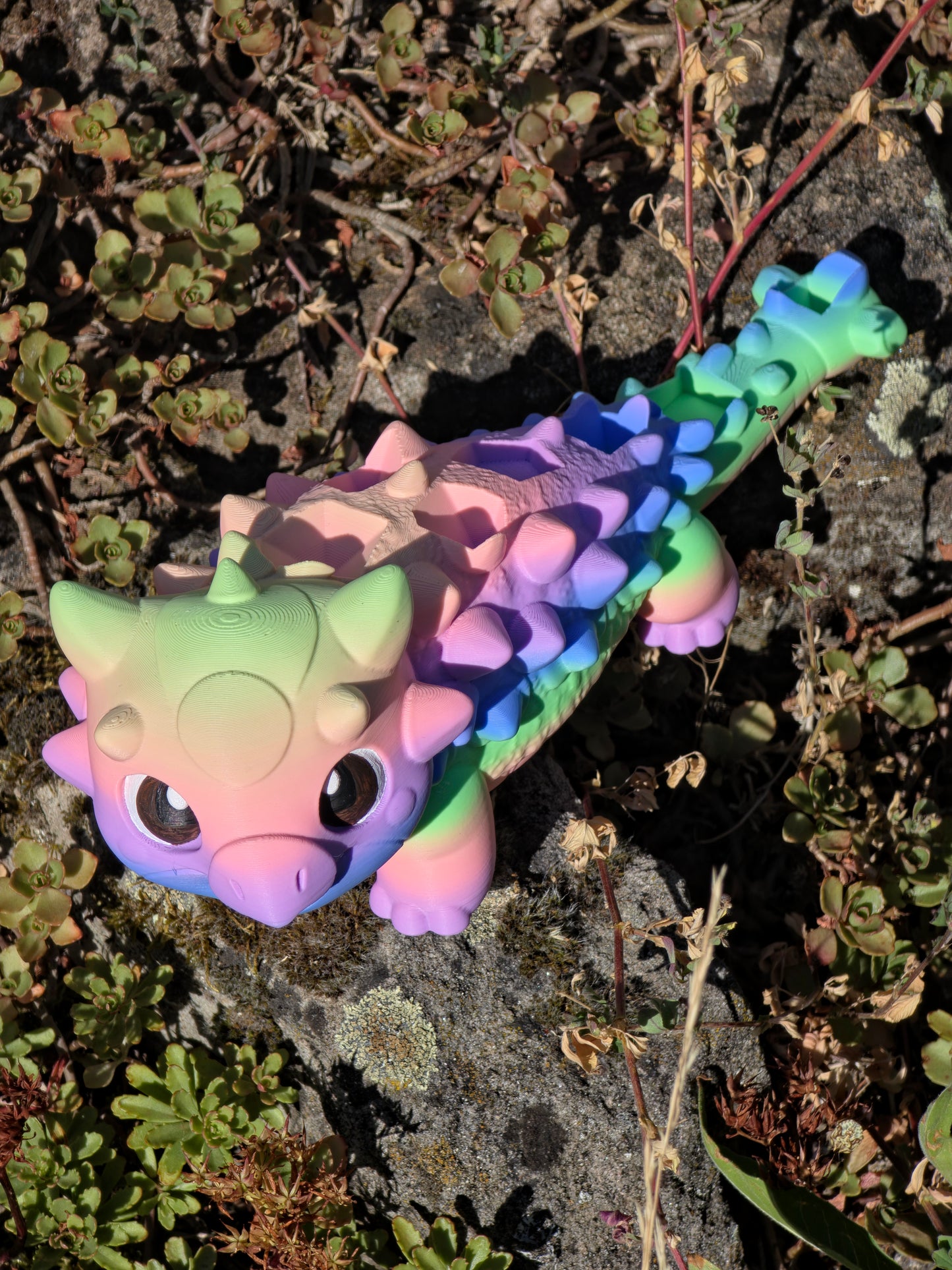 Buba Cotton Candy Dreams Dice Holder – Süßer Ankylosaurus Würfelhalter für 7 Dice | 3D-gedruckter DnD Dice Organizer mit Gem D4 Slot