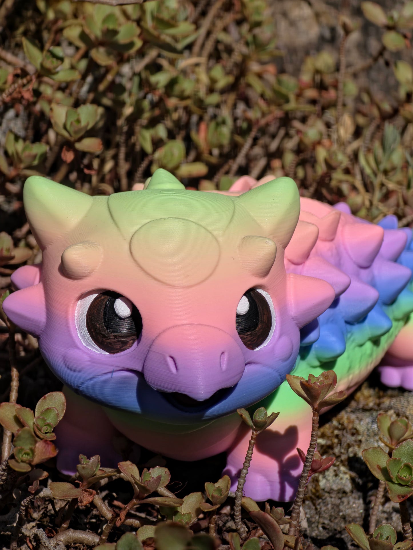 Buba Cotton Candy Dreams Dice Holder – Süßer Ankylosaurus Würfelhalter für 7 Dice | 3D-gedruckter DnD Dice Organizer mit Gem D4 Slot