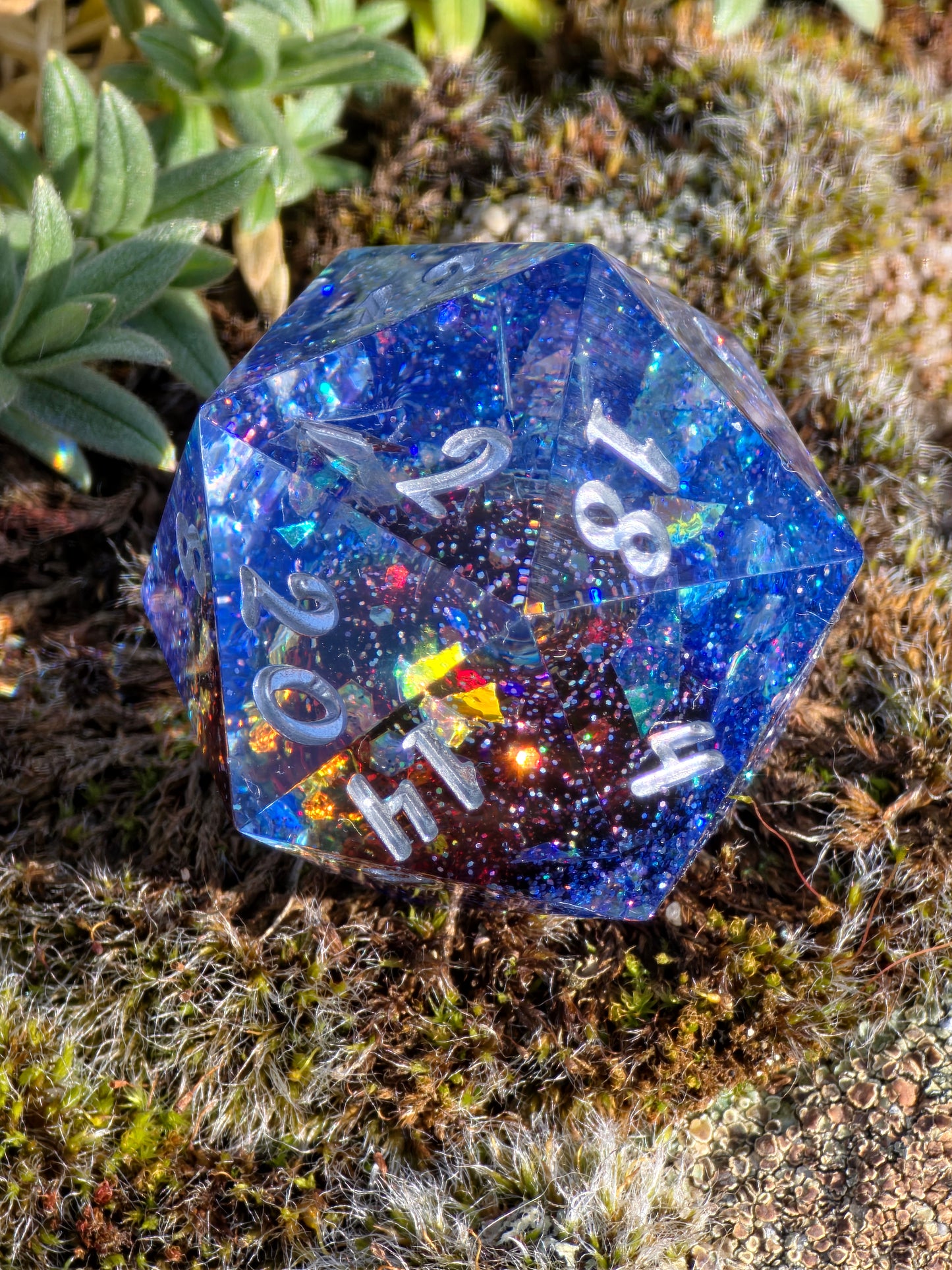 Planet Core D20 35mm – Large Resin Dice with Galaxy Effect & Planet Core, Sharp Edge DnD Dice, Handmade TTRPG Dice, Collector Dice