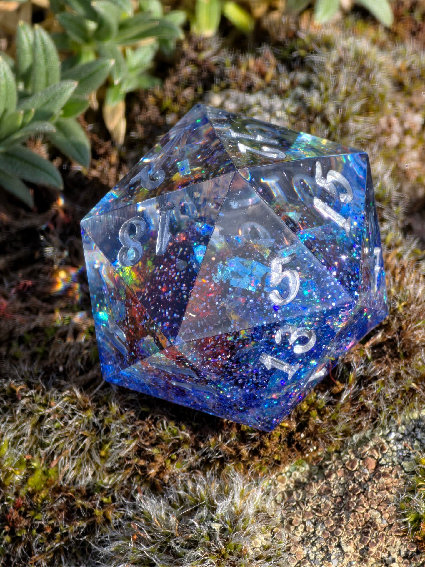 Planet Core D20 35mm – Large Resin Dice with Galaxy Effect & Planet Core, Sharp Edge DnD Dice, Handmade TTRPG Dice, Collector Dice