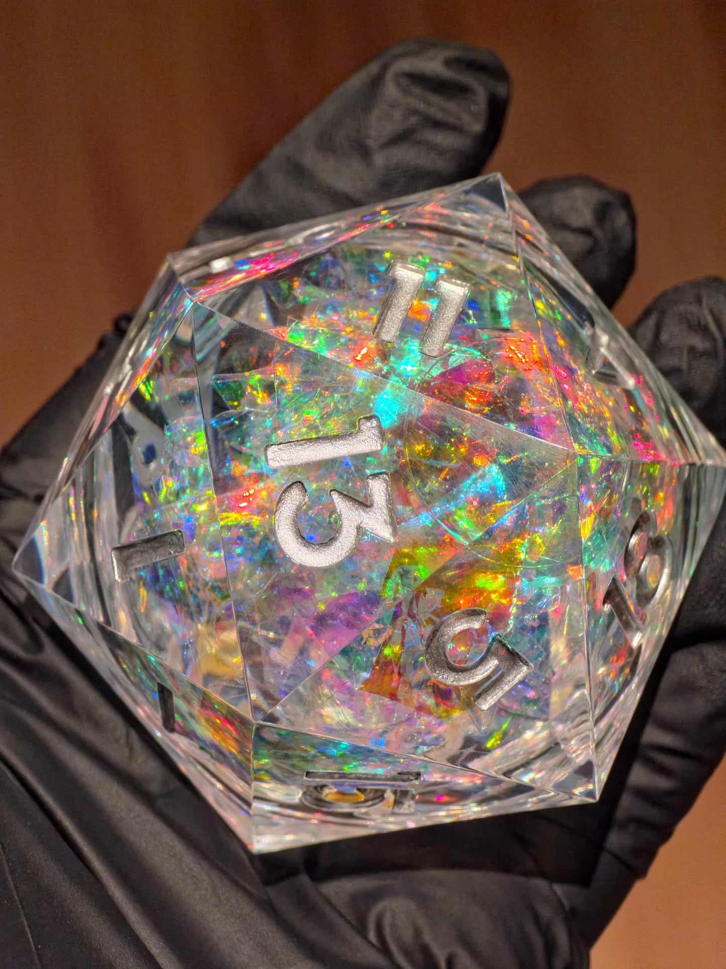 Legendärer Polyedrischer D20 55mm – Liquid Core Opal Artefakt Würfel | Handgemachter XL Resinwürfel | DnD Dice Pen and Paper TTRPG Fantasy Würfel