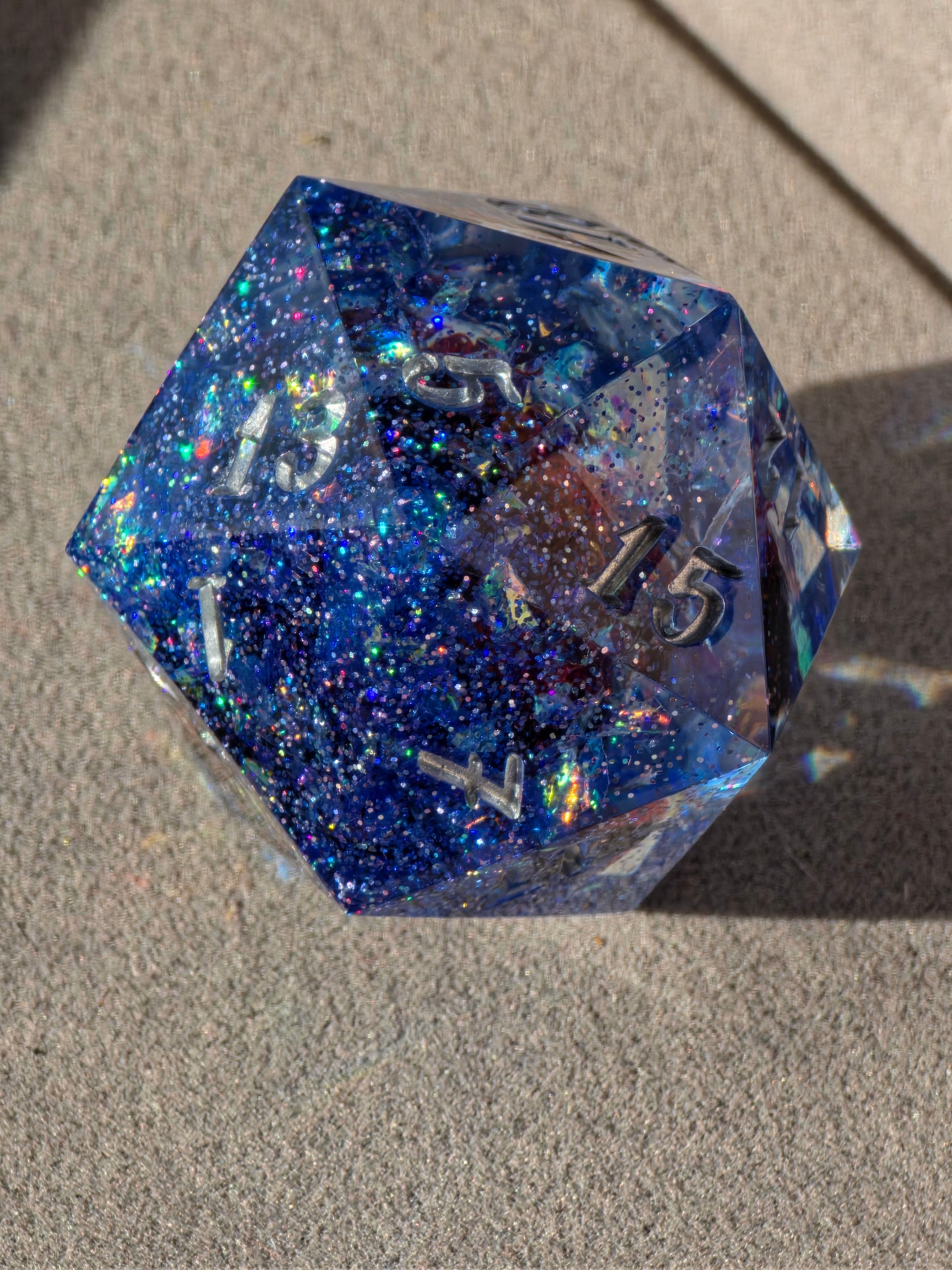 Planet Core D20 40mm – Large Resin Die with Red Planet & Galaxy Effect, Sharp Edge DnD Dice, Handmade TTRPG Dice, Collector Dice