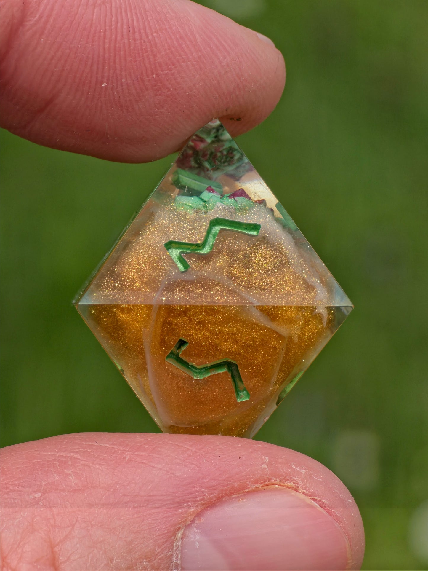 DnD Würfel Set Succulenten – Handgemachte Resin Würfel, Grün Gold Dice, Fantasy Würfel Set, RPG Dice,Mini succulent inserts, Nature