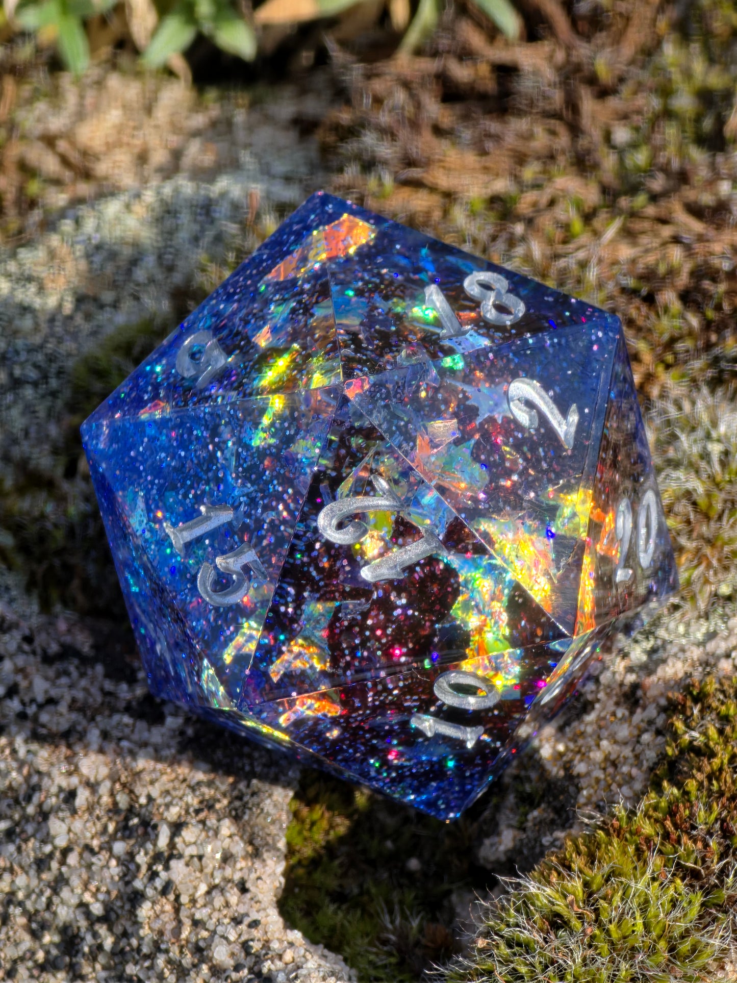 Planet Core D20 40mm – Large Resin Die with Red Planet & Galaxy Effect, Sharp Edge DnD Dice, Handmade TTRPG Dice, Collector Dice