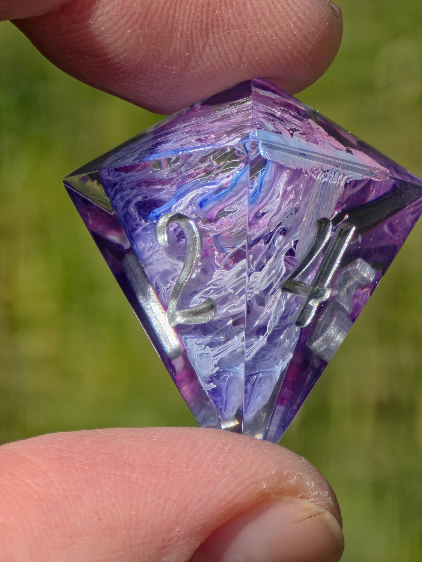 Petri Effect Dice Set – Pink Purple Blue Resin DnD Dice, Cloud Fantasy Dice, Sharp Edge Handmade TTRPG Dice Set, Galaxy Dice
