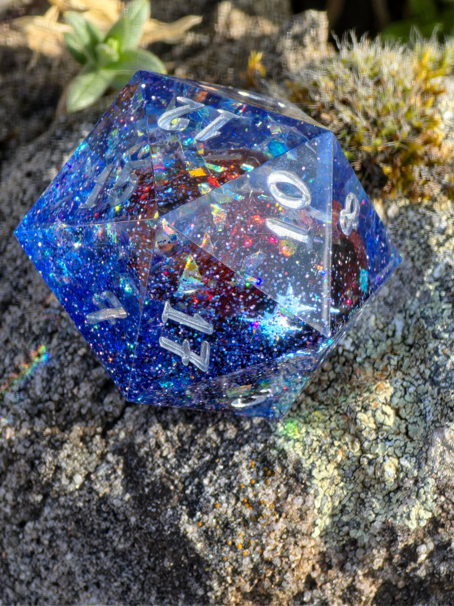 Planet Core D20 40mm – Large Resin Die with Red Planet & Galaxy Effect, Sharp Edge DnD Dice, Handmade TTRPG Dice, Collector Dice