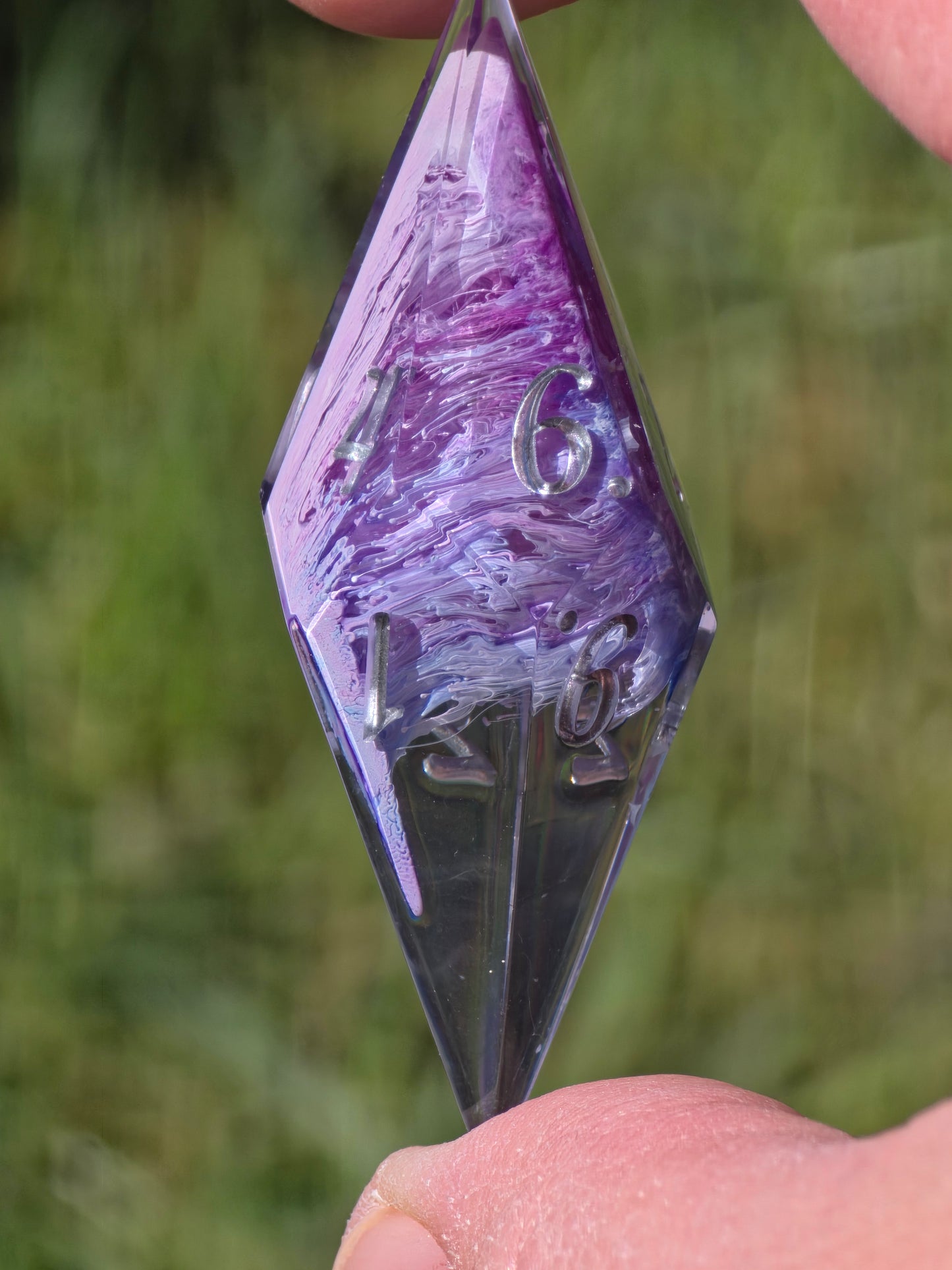 Aether Bloom Elongated Petri Dice Set – Handmade Resin Dice, Purple Blue Petri Effect, Unique Long Dice, DnD Dice, Collector Dice