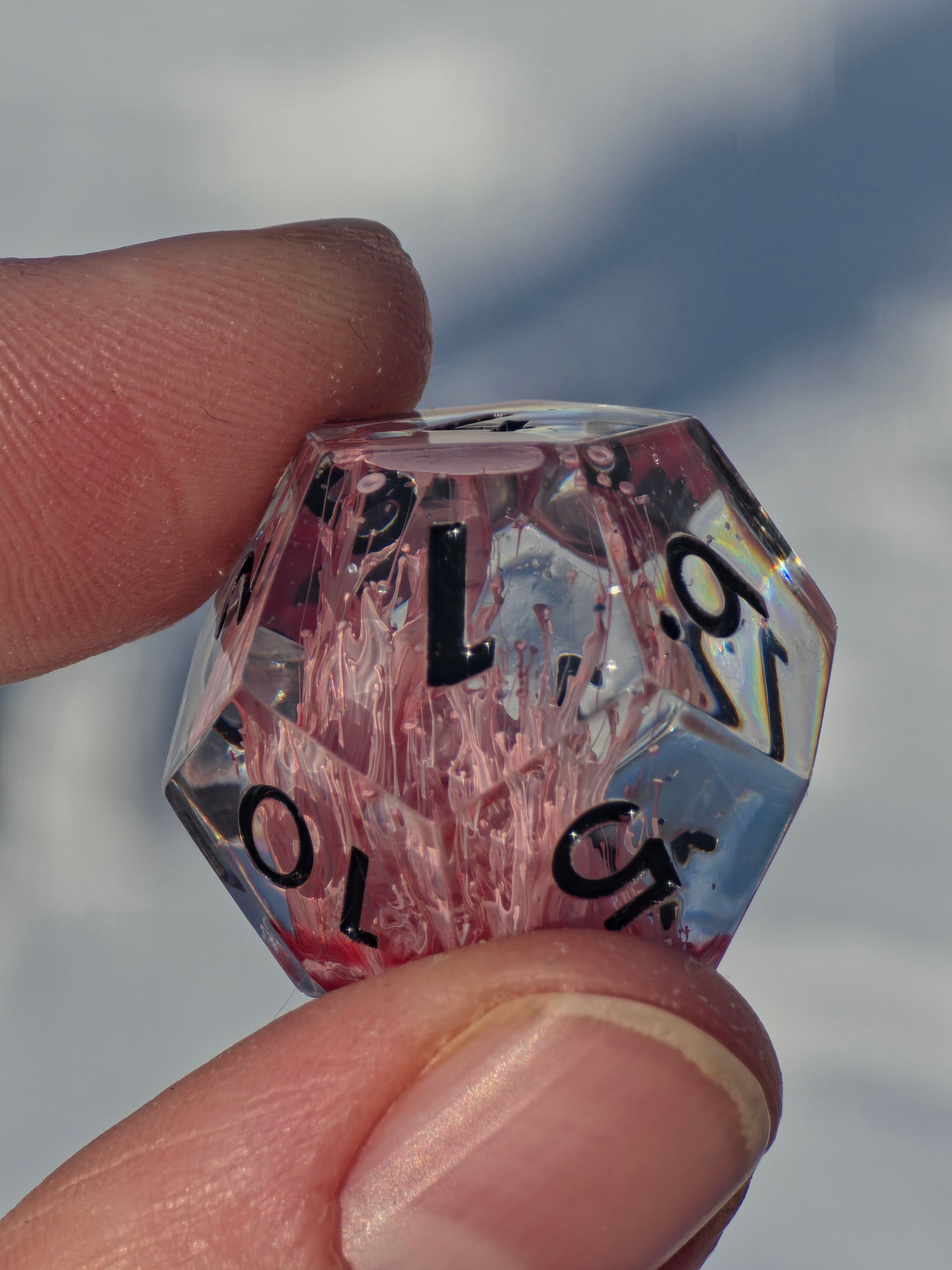 Atmosphärische Darstellung des Crimson Bloom Würfelsets mit dunkler, dramatischer Stimmung.  
Atmospheric view of the Crimson Bloom dice set with a dark and dramatic mood.
